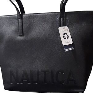Nautica Tote Black Leather NWT